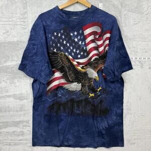 The Mountain Bald Eagle American Flag T-Shirt Men XL USA Made Patriotic Graphic